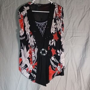 Appointments Floral Black and Red Women's Top